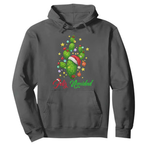 Feliz Navidad Cactus Hoodie Funny Spanish Christmas Gift TS12 Dark Heather Print Your Wear