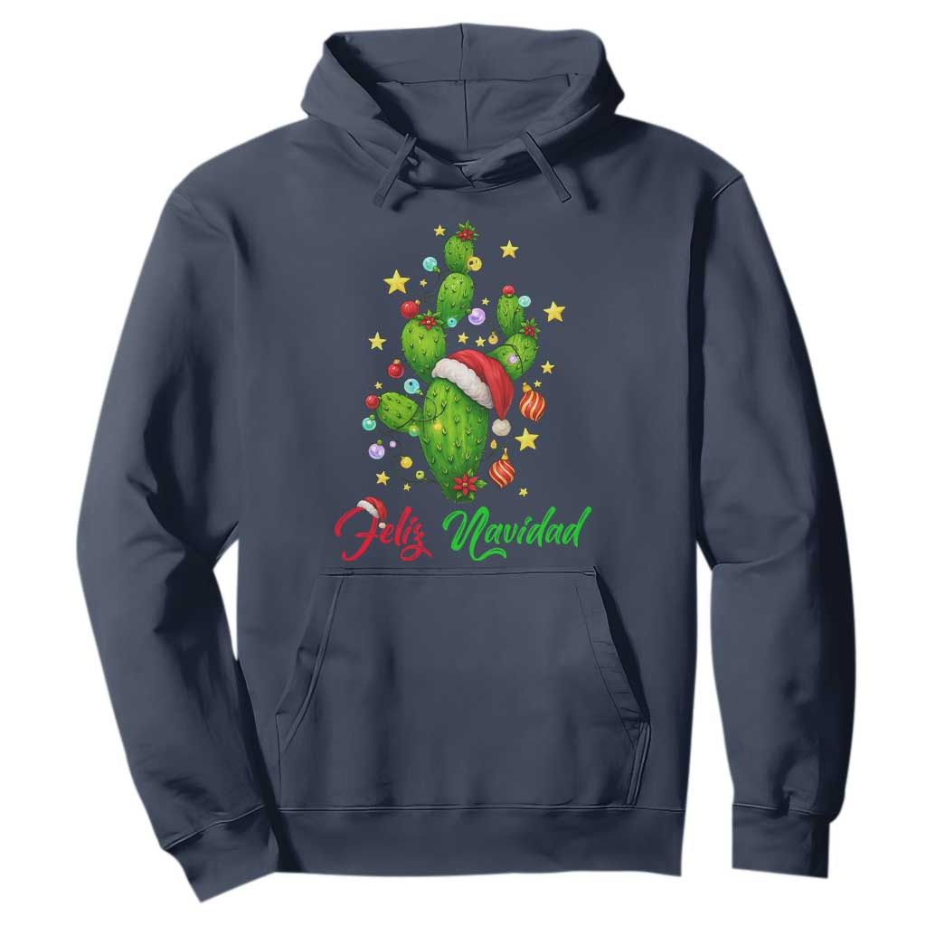 Feliz Navidad Cactus Hoodie Funny Spanish Christmas Gift TS12 Navy Print Your Wear
