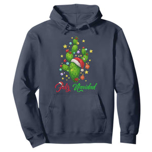 Feliz Navidad Cactus Hoodie Funny Spanish Christmas Gift TS12 Navy Print Your Wear