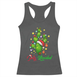 Feliz Navidad Cactus Racerback Tank Top Funny Spanish Christmas Gift TS12 Dark Heather Print Your Wear