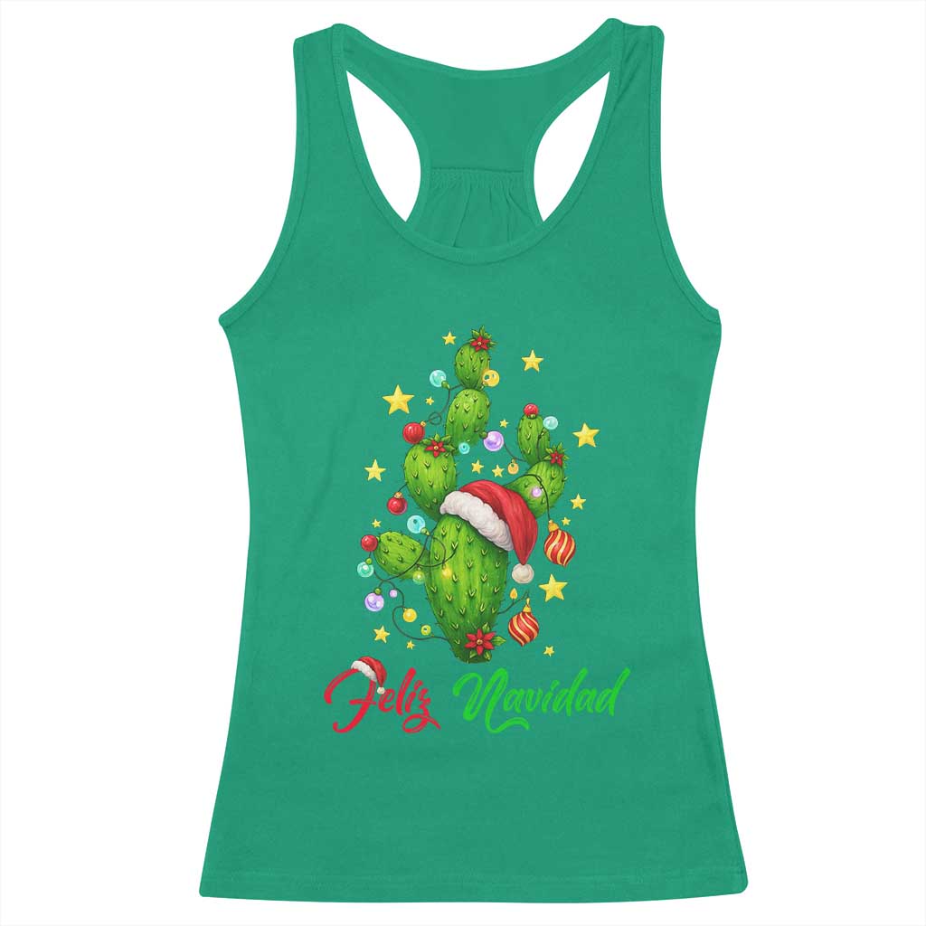 Feliz Navidad Cactus Racerback Tank Top Funny Spanish Christmas Gift TS12 Irish Green Print Your Wear