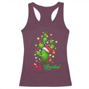Feliz Navidad Cactus Racerback Tank Top Funny Spanish Christmas Gift TS12 Maroon Print Your Wear