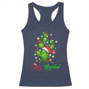 Feliz Navidad Cactus Racerback Tank Top Funny Spanish Christmas Gift TS12 Navy Print Your Wear