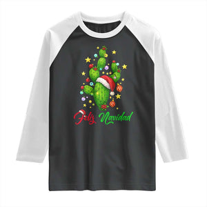 Feliz Navidad Cactus Raglan Shirt Funny Spanish Christmas Gift TS12 Black White Print Your Wear