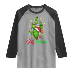 Feliz Navidad Cactus Raglan Shirt Funny Spanish Christmas Gift TS12 Sport Gray Black Print Your Wear