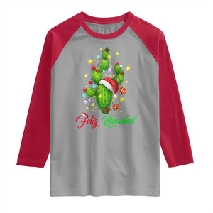 Feliz Navidad Cactus Raglan Shirt Funny Spanish Christmas Gift TS12 Sport Gray Red Print Your Wear