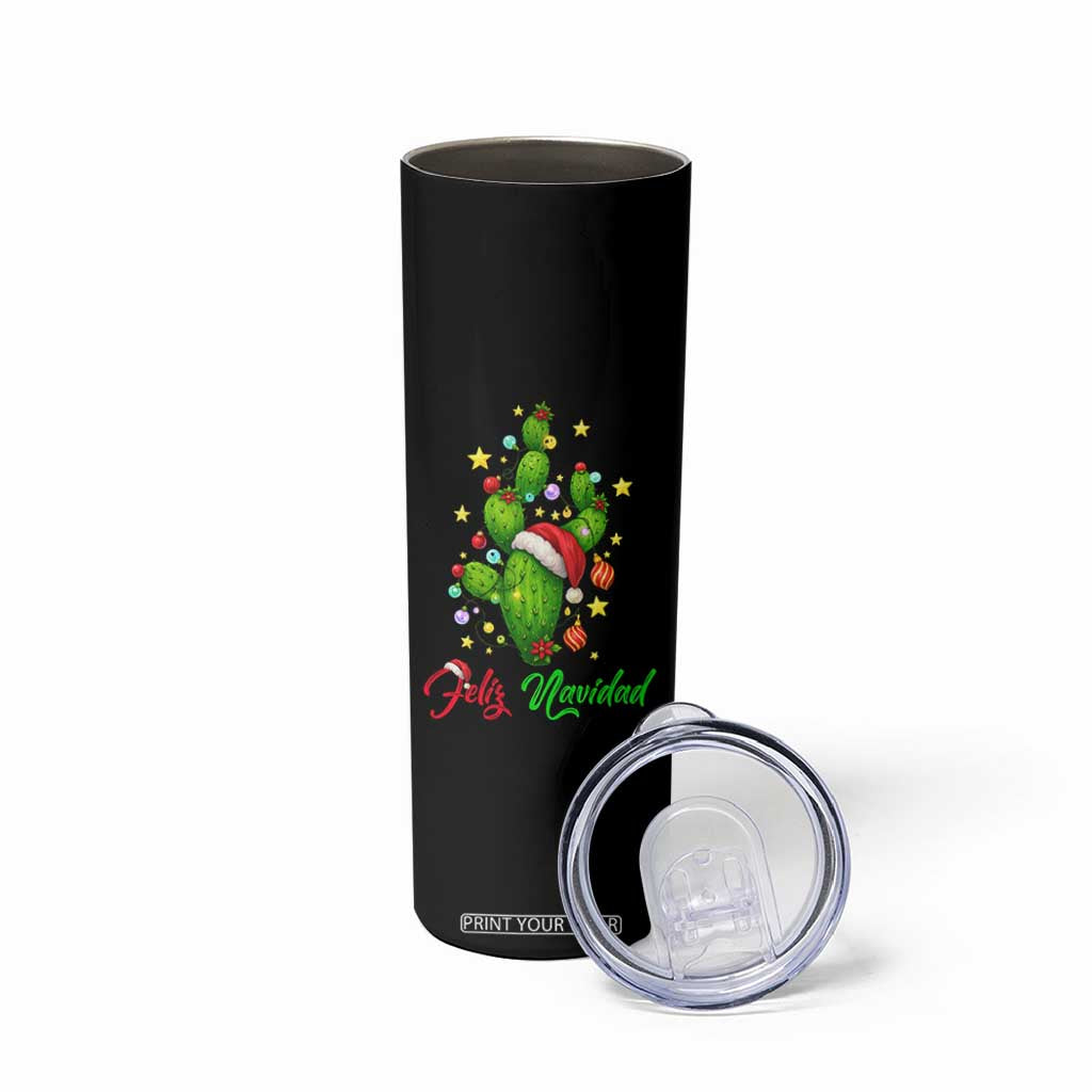 Feliz Navidad Cactus Skinny Tumbler Funny Spanish Christmas Gift TS12 Print Your Wear