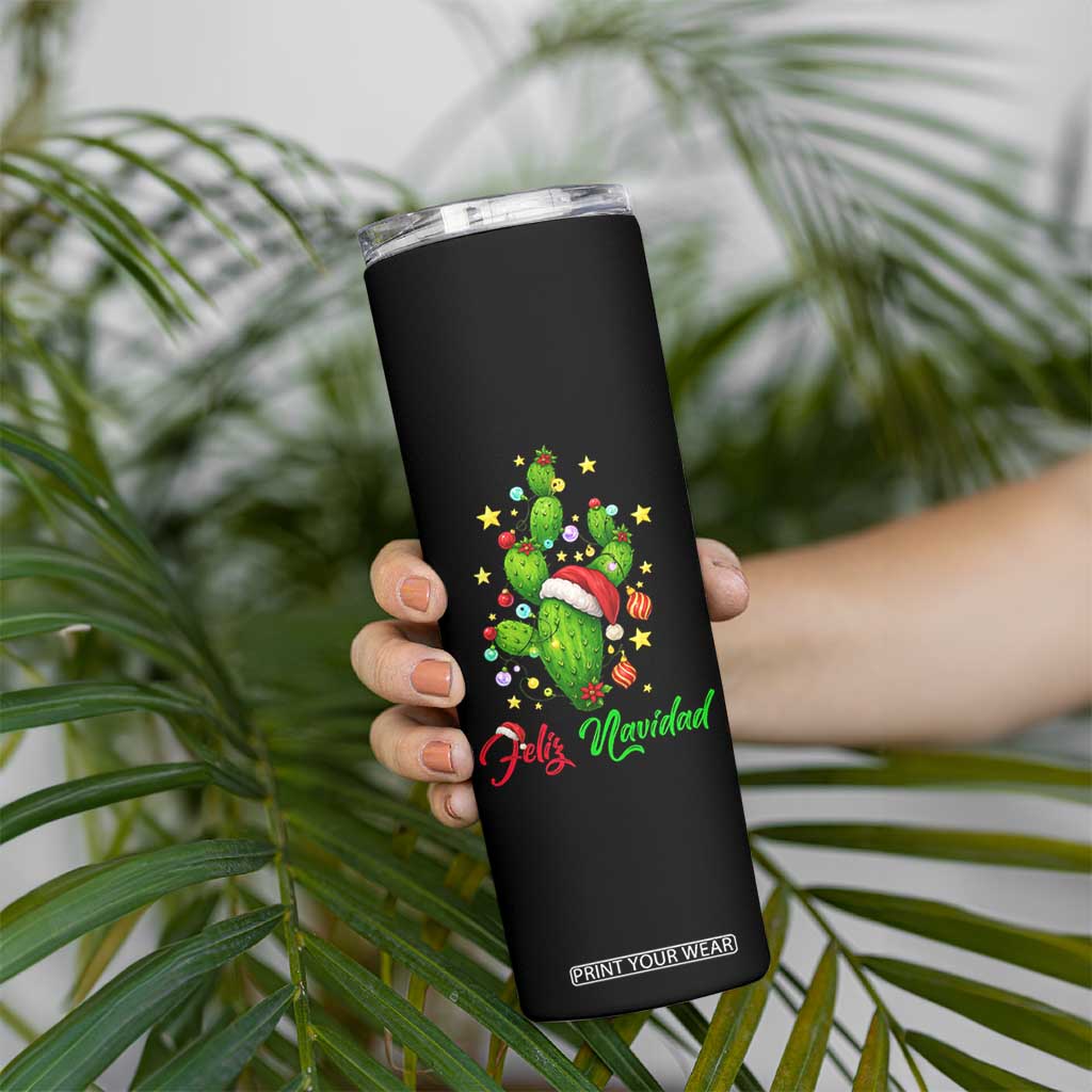 Feliz Navidad Cactus Skinny Tumbler Funny Spanish Christmas Gift TS12 Print Your Wear