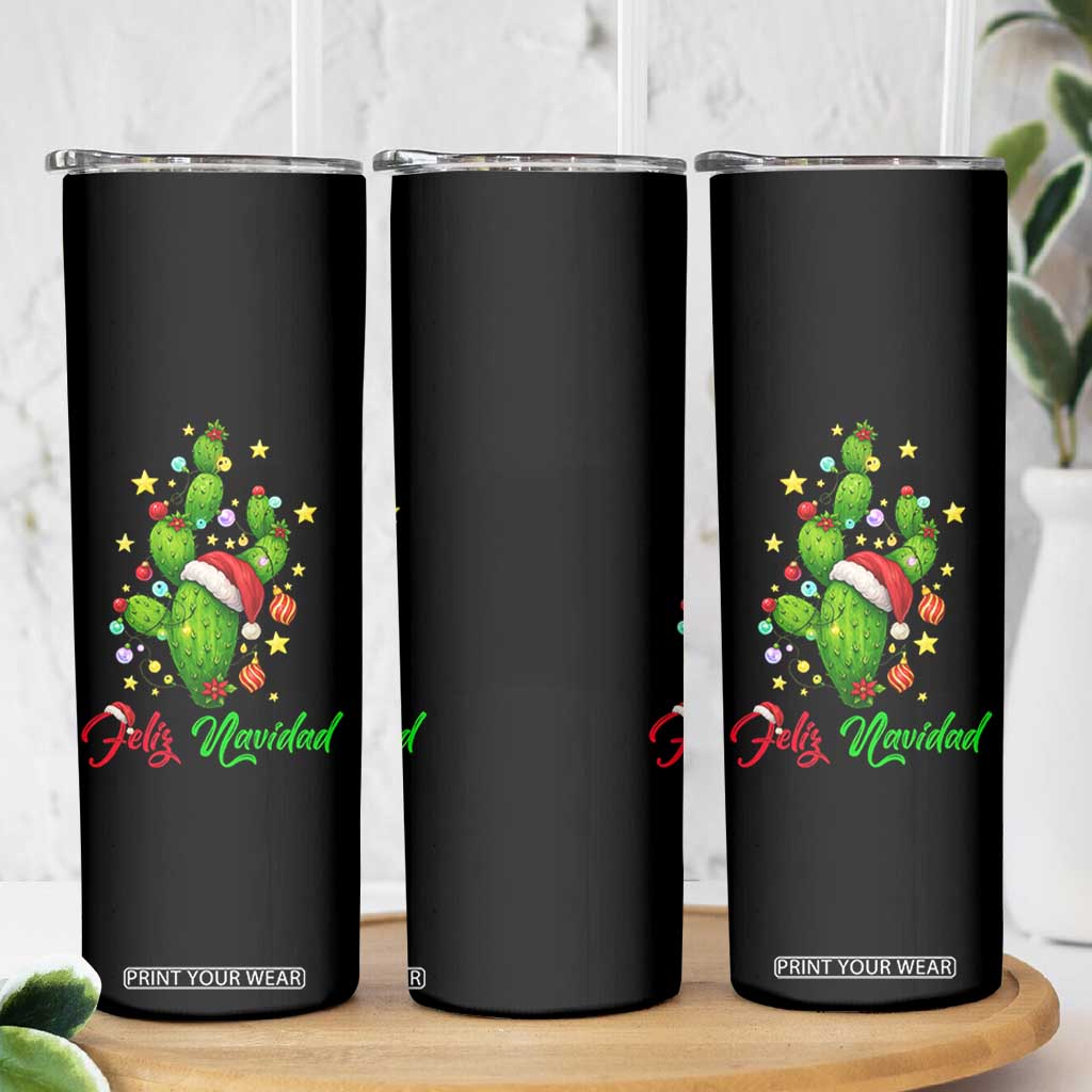 Feliz Navidad Cactus Skinny Tumbler Funny Spanish Christmas Gift TS12 Print Your Wear