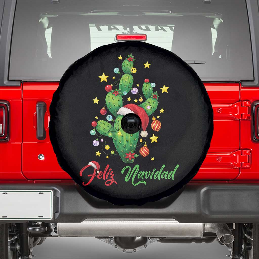 Feliz Navidad Cactus Spare Tire Cover Funny Spanish Christmas Gift TS12 Black Print Your Wear