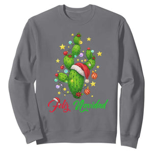 Feliz Navidad Cactus Sweatshirt Funny Spanish Christmas Gift TS12 Charcoal Print Your Wear