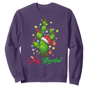 Feliz Navidad Cactus Sweatshirt Funny Spanish Christmas Gift TS12 Purple Print Your Wear