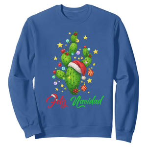 Feliz Navidad Cactus Sweatshirt Funny Spanish Christmas Gift TS12 Royal Blue Print Your Wear