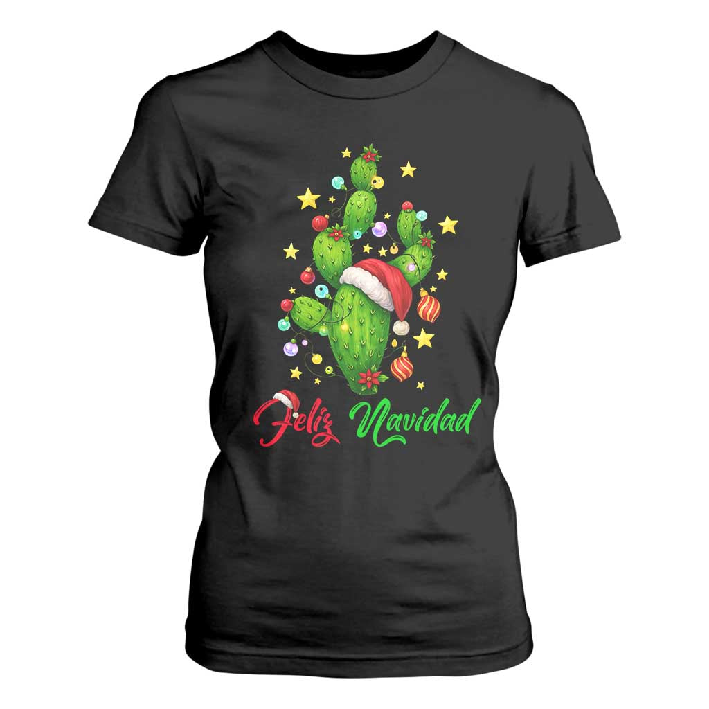 Feliz Navidad Cactus T Shirt For Women Funny Spanish Christmas Gift TS12 Black Print Your Wear