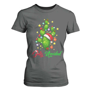 Feliz Navidad Cactus T Shirt For Women Funny Spanish Christmas Gift TS12 Dark Heather Print Your Wear