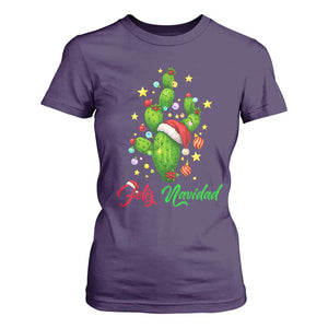 Feliz Navidad Cactus T Shirt For Women Funny Spanish Christmas Gift TS12 Purple Print Your Wear