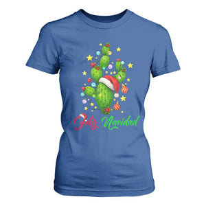 Feliz Navidad Cactus T Shirt For Women Funny Spanish Christmas Gift TS12 Royal Blue Print Your Wear