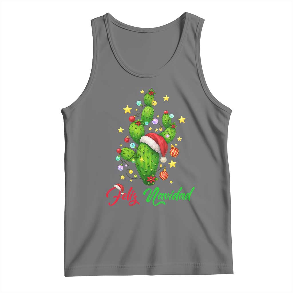 Feliz Navidad Cactus Tank Top Funny Spanish Christmas Gift TS12 Black Heather Print Your Wear