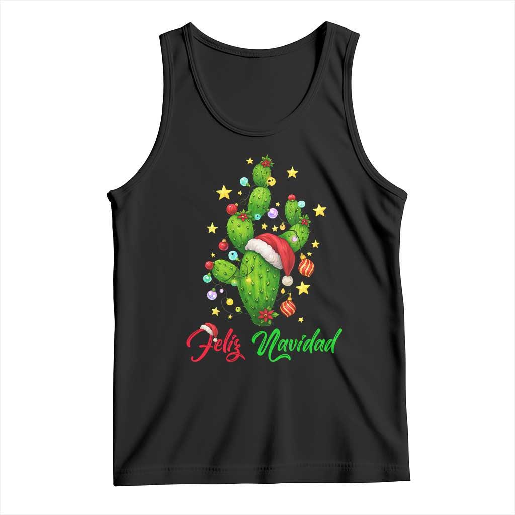 Feliz Navidad Cactus Tank Top Funny Spanish Christmas Gift TS12 Black Print Your Wear