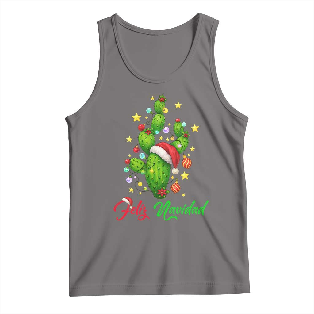 Feliz Navidad Cactus Tank Top Funny Spanish Christmas Gift TS12 Deep Heather Print Your Wear