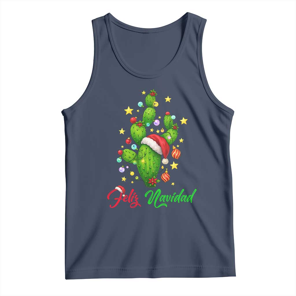 Feliz Navidad Cactus Tank Top Funny Spanish Christmas Gift TS12 Navy Print Your Wear