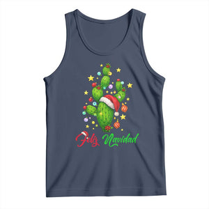 Feliz Navidad Cactus Tank Top Funny Spanish Christmas Gift TS12 Navy Print Your Wear