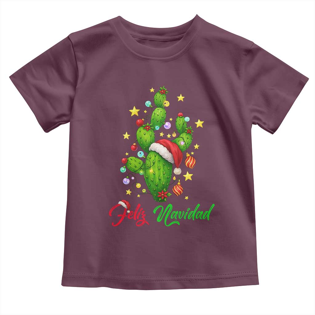Feliz Navidad Cactus Toddler T Shirt Funny Spanish Christmas Gift TS12 Maroon Print Your Wear