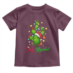 Feliz Navidad Cactus Toddler T Shirt Funny Spanish Christmas Gift TS12 Maroon Print Your Wear
