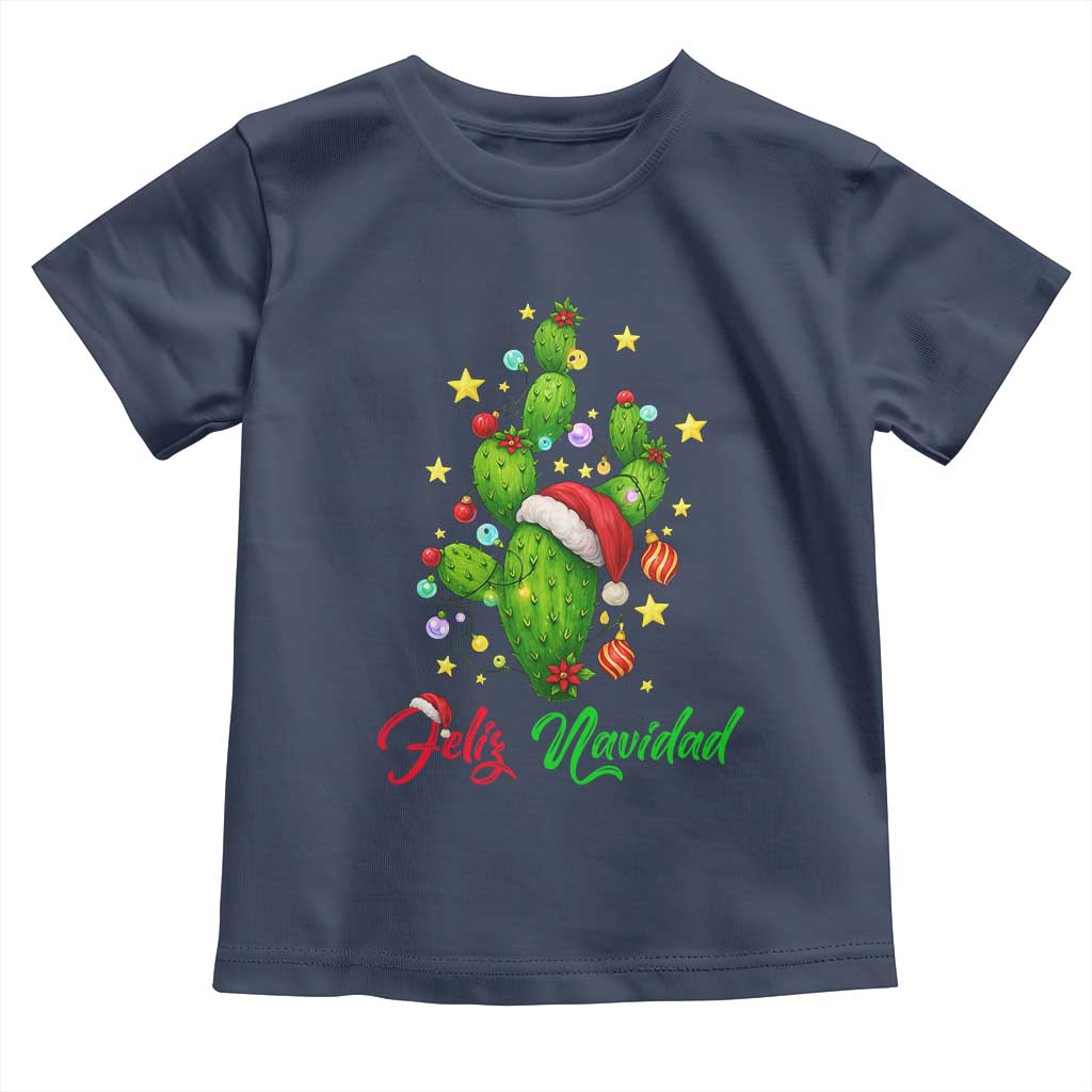 Feliz Navidad Cactus Toddler T Shirt Funny Spanish Christmas Gift TS12 Navy Print Your Wear