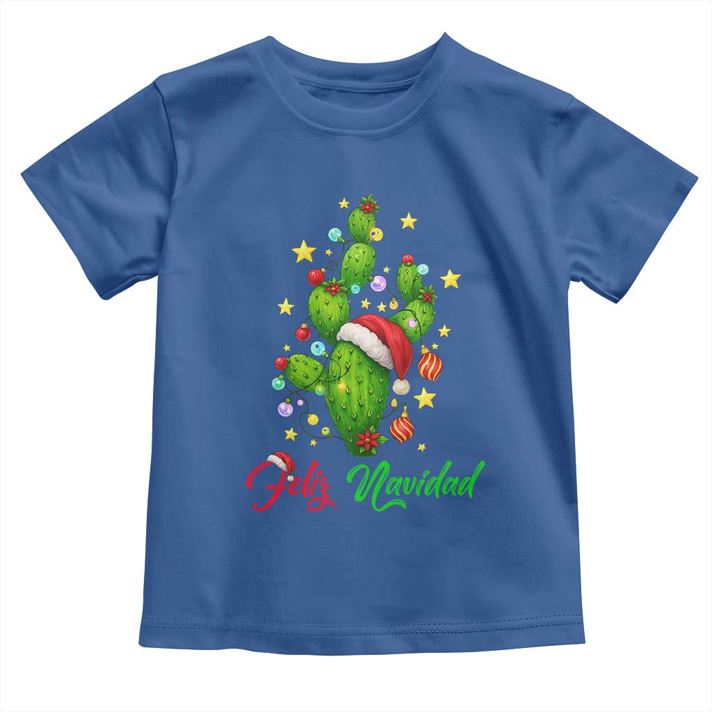 Feliz Navidad Cactus Toddler T Shirt Funny Spanish Christmas Gift TS12 Royal Blue Print Your Wear