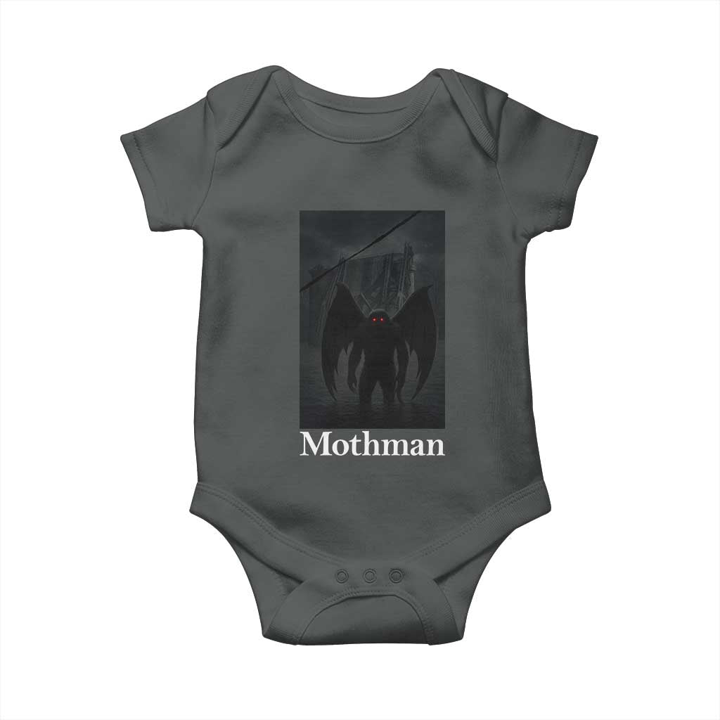 Mothman Baby Onesie Folklore Cryptid Gift Silver Bridge West Virginia TS12 Dark Heather Print Your Wear