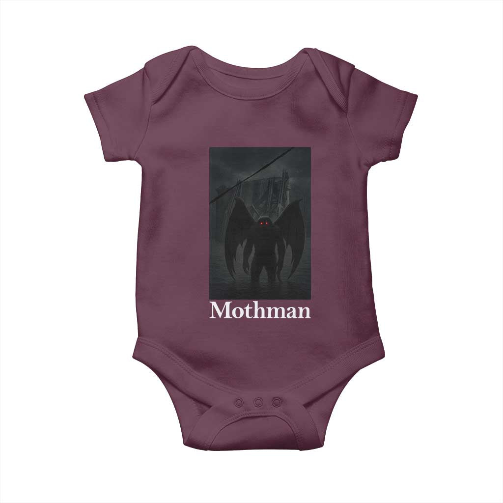 Mothman Baby Onesie Folklore Cryptid Gift Silver Bridge West Virginia TS12 Maroon Print Your Wear