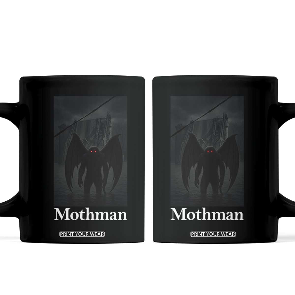 Mothman Coffee Mug Folklore Cryptid Gift Silver Bridge West Virginia TS12 Black Print Your Wear