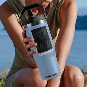 Mothman Flip Straw Tumbler Folklore Cryptid Gift Silver Bridge West Virginia TS12 One Size: 30 oz Light Blue Print Your Wear