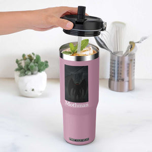 Mothman Flip Straw Tumbler Folklore Cryptid Gift Silver Bridge West Virginia TS12 One Size: 30 oz Light Pink Print Your Wear