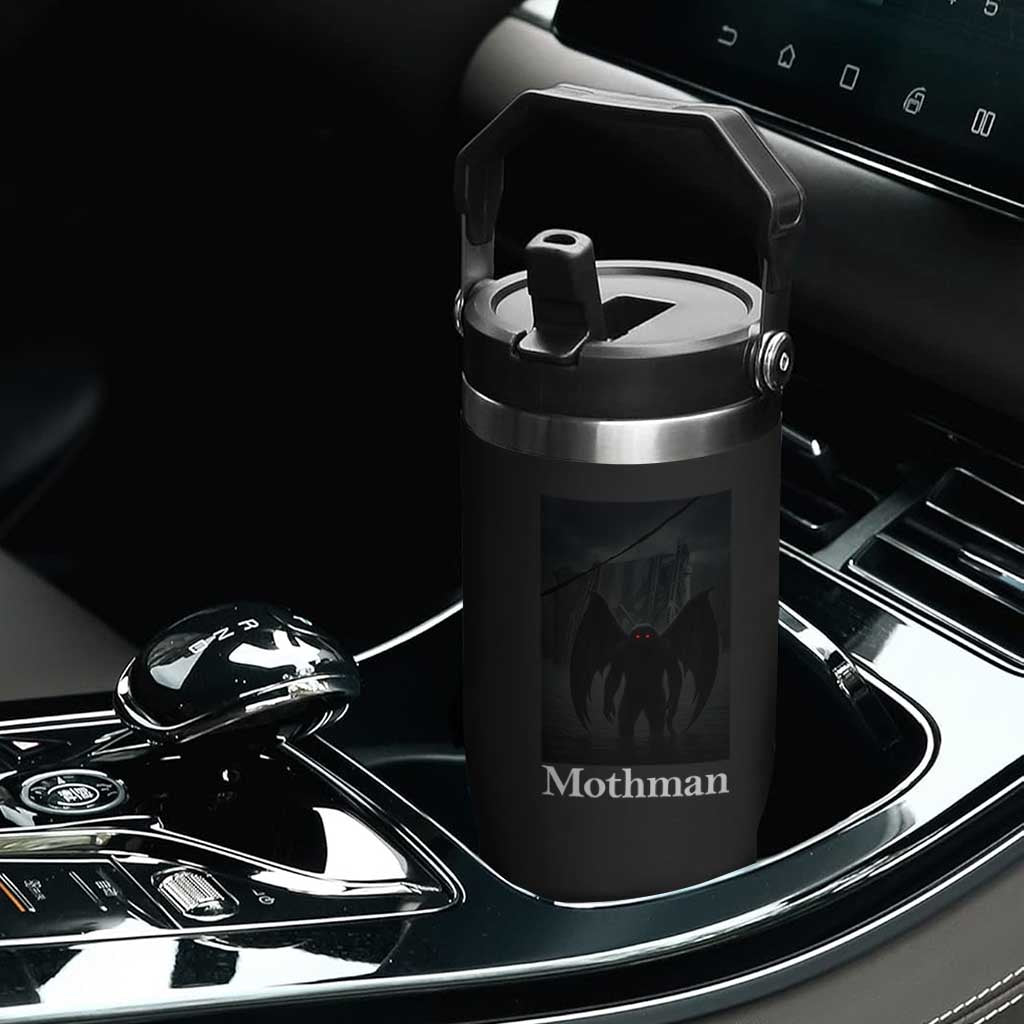 Mothman Flip Straw Tumbler Folklore Cryptid Gift Silver Bridge West Virginia TS12 Print Your Wear