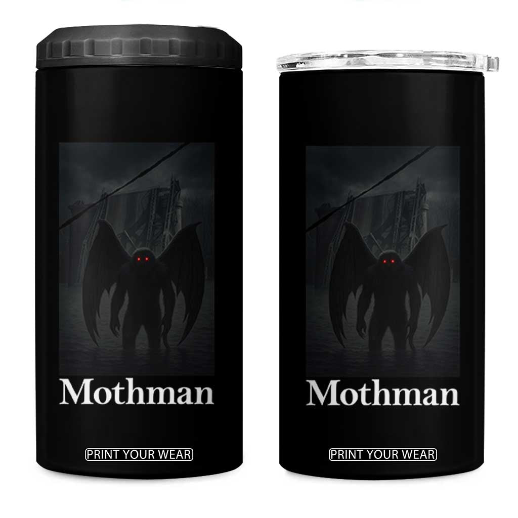 Mothman 4 in 1 Can Cooler Tumbler Folklore Cryptid Gift Silver Bridge West Virginia TS12 One Size: 16 oz Black Print Your Wear