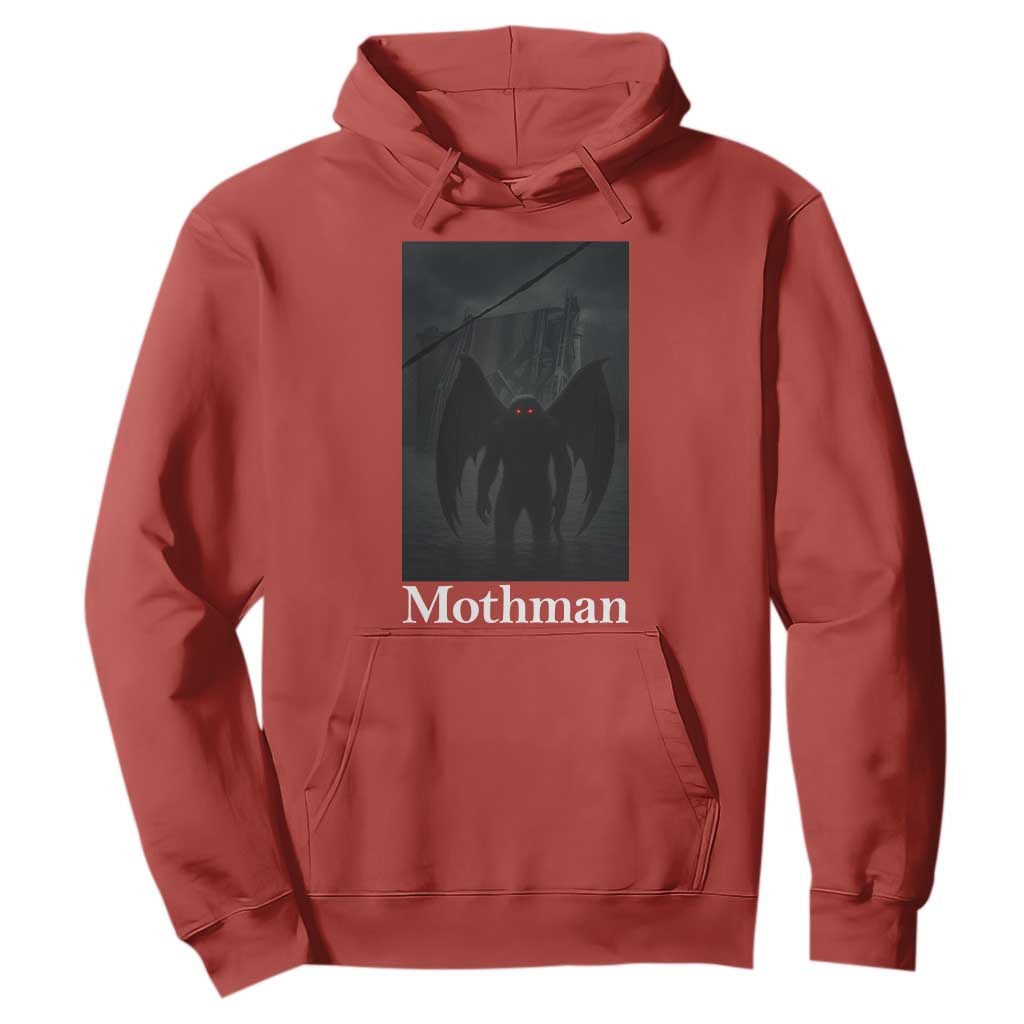 Mothman Hoodie Folklore Cryptid Gift Silver Bridge West Virginia TS12 Red Print Your Wear