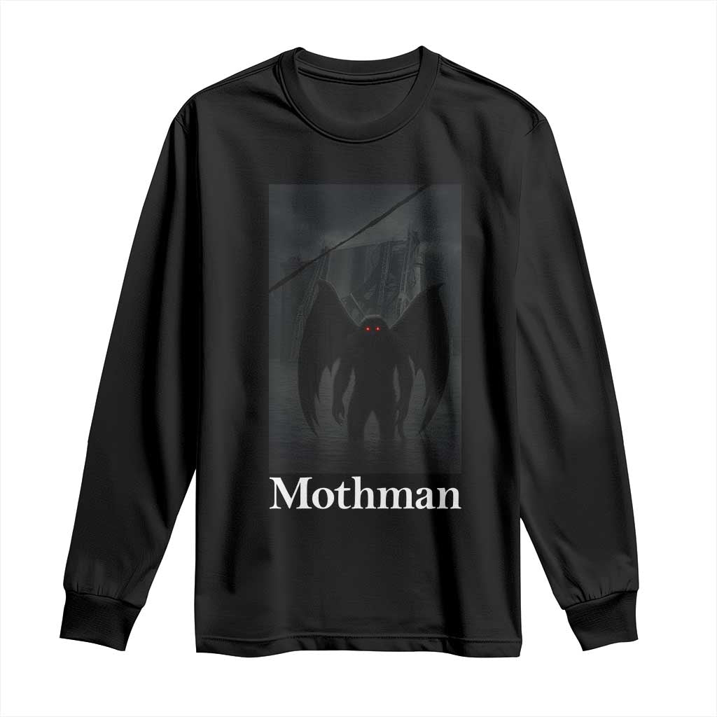 Mothman Long Sleeve Shirt Folklore Cryptid Gift Silver Bridge West Virginia TS12 Black Print Your Wear