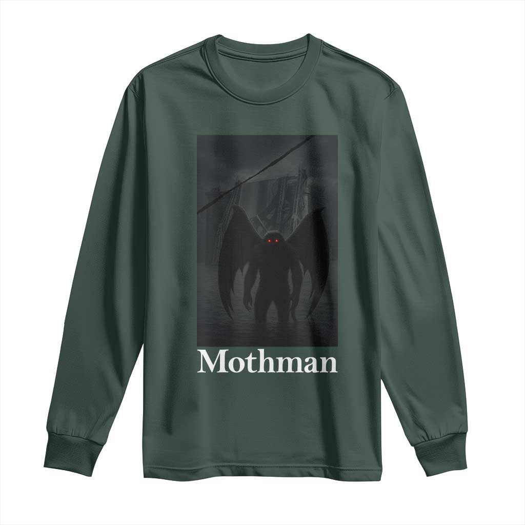 Mothman Long Sleeve Shirt Folklore Cryptid Gift Silver Bridge West Virginia TS12 Dark Forest Green Print Your Wear