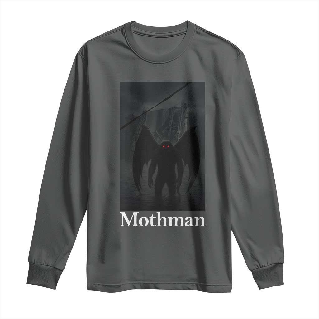 Mothman Long Sleeve Shirt Folklore Cryptid Gift Silver Bridge West Virginia TS12 Dark Heather Print Your Wear