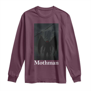 Mothman Long Sleeve Shirt Folklore Cryptid Gift Silver Bridge West Virginia TS12 Maroon Print Your Wear
