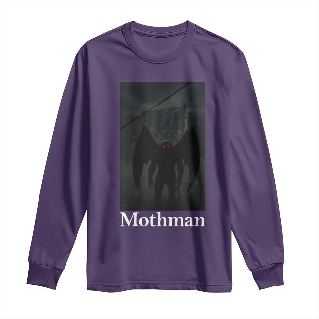 Mothman Long Sleeve Shirt Folklore Cryptid Gift Silver Bridge West Virginia TS12 Purple Print Your Wear