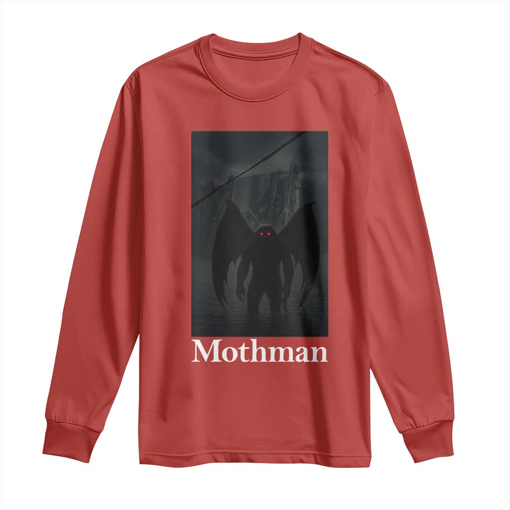 Mothman Long Sleeve Shirt Folklore Cryptid Gift Silver Bridge West Virginia TS12 Red Print Your Wear