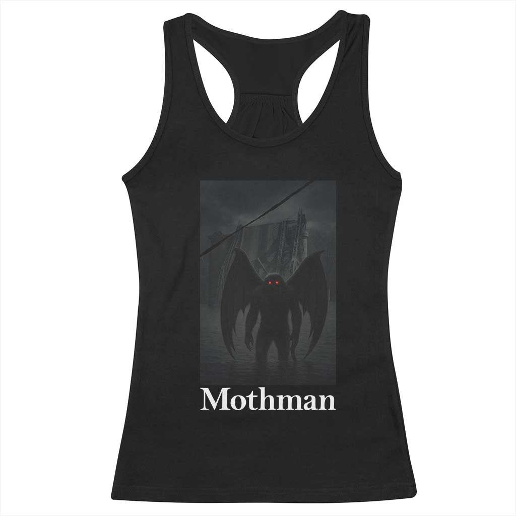 Mothman Racerback Tank Top Folklore Cryptid Gift Silver Bridge West Virginia TS12 Black Print Your Wear