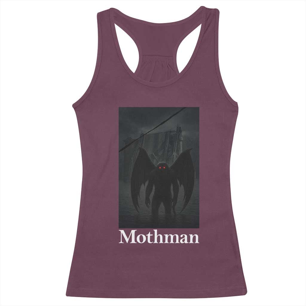 Mothman Racerback Tank Top Folklore Cryptid Gift Silver Bridge West Virginia TS12 Maroon Print Your Wear