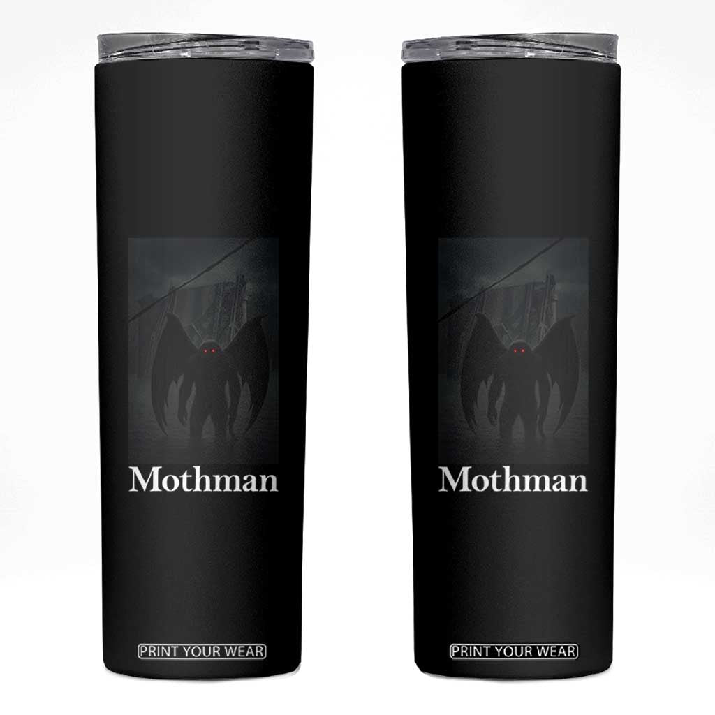 Mothman Skinny Tumbler Folklore Cryptid Gift Silver Bridge West Virginia TS12 Black Print Your Wear
