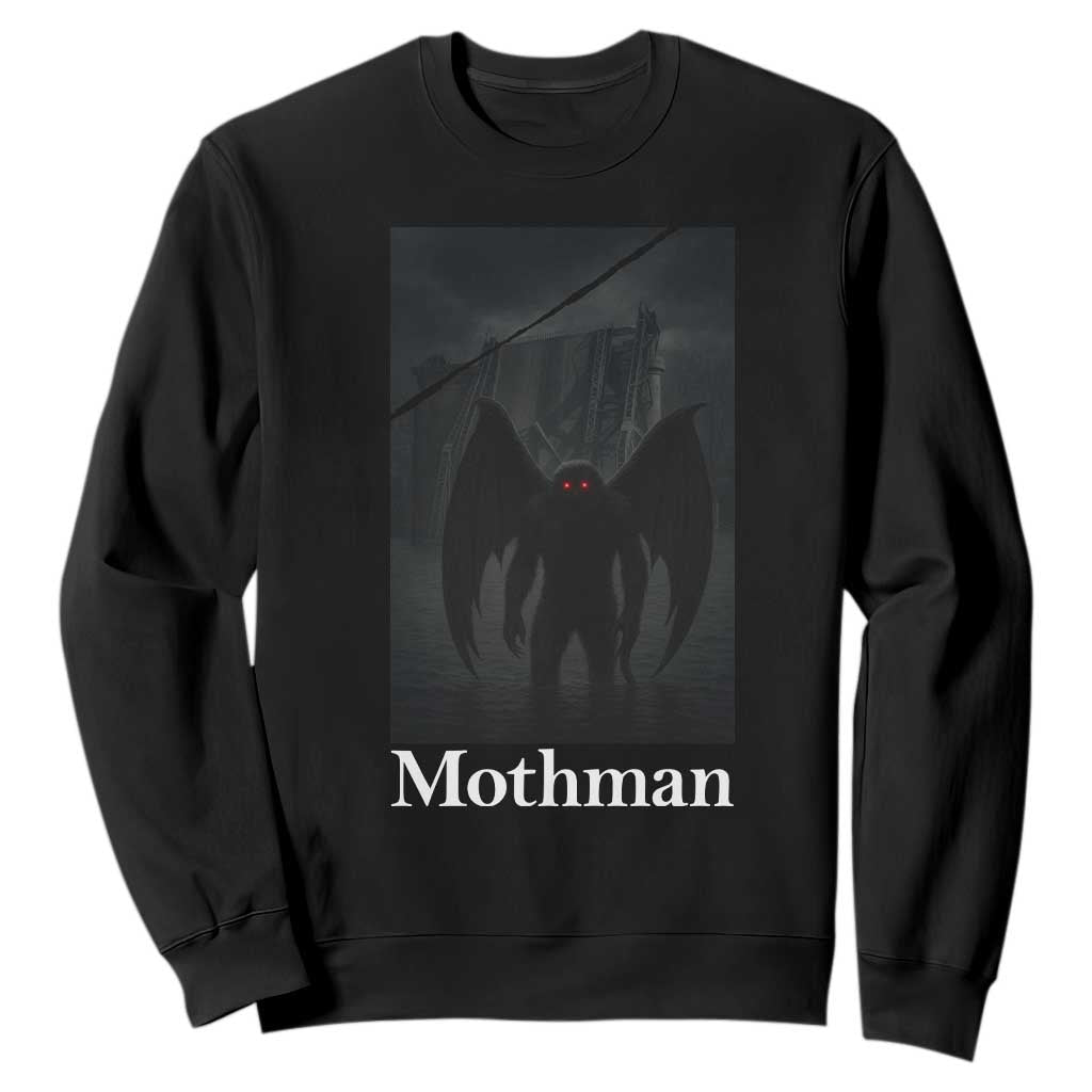 Mothman Sweatshirt Folklore Cryptid Gift Silver Bridge West Virginia TS12 Black Print Your Wear