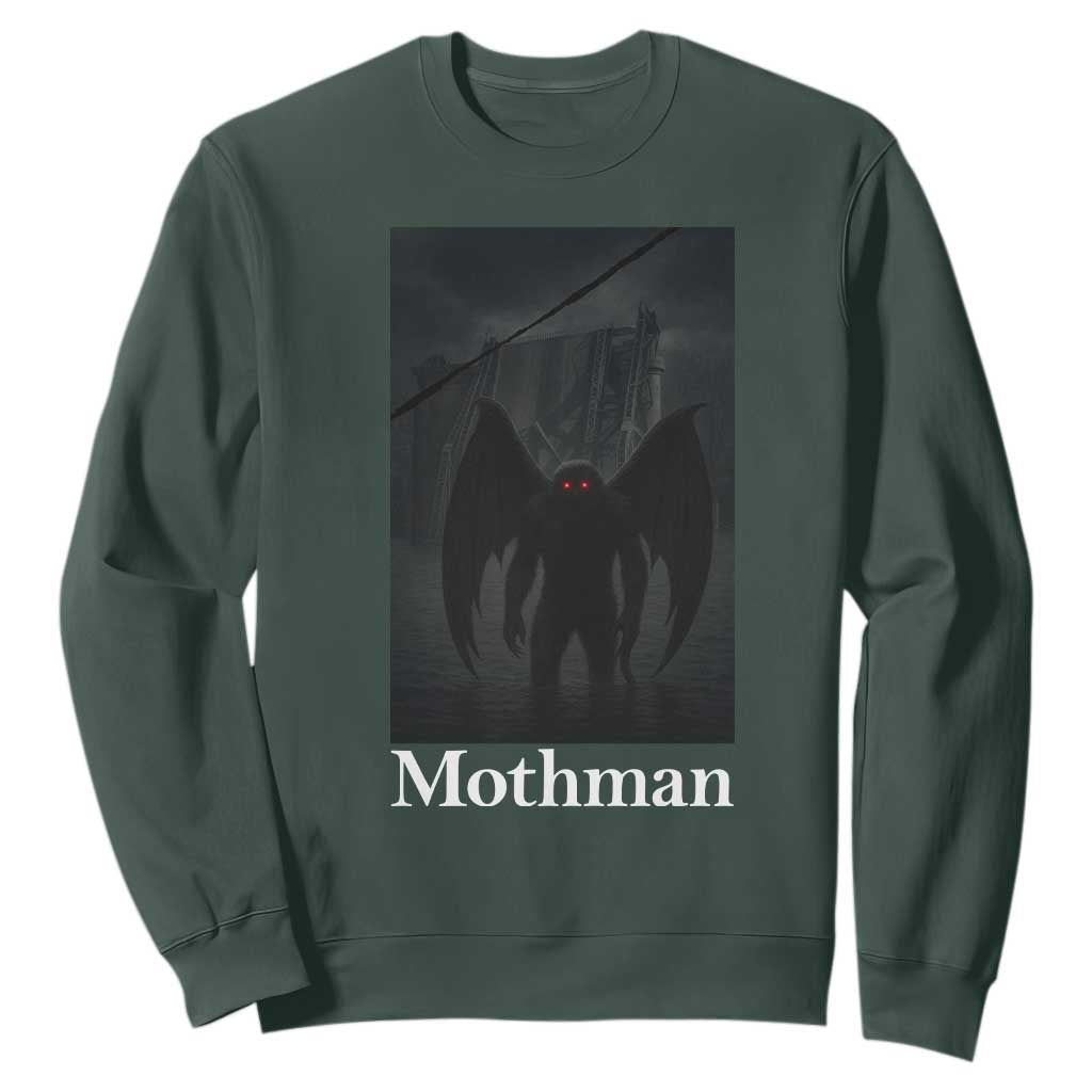 Mothman Sweatshirt Folklore Cryptid Gift Silver Bridge West Virginia TS12 Dark Forest Green Print Your Wear