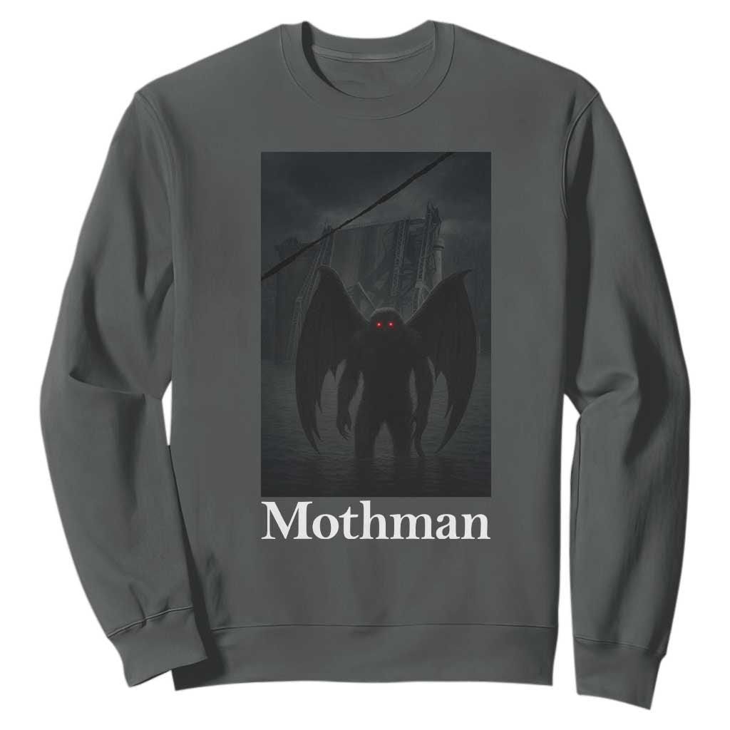 Mothman Sweatshirt Folklore Cryptid Gift Silver Bridge West Virginia TS12 Dark Heather Print Your Wear